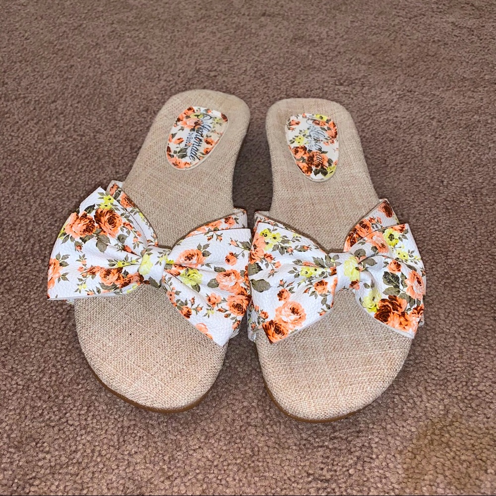 Floral Bow Slippers